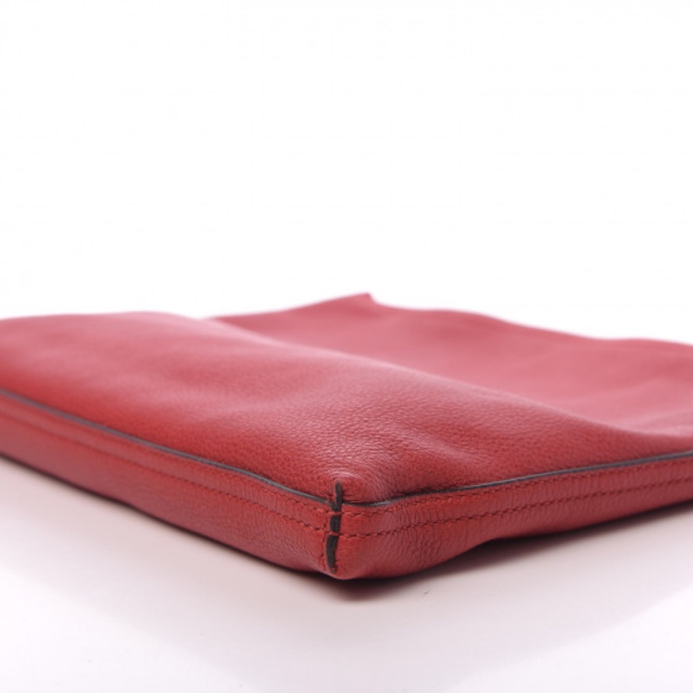 GUCCI  Pebbled Calfskin Medium Logo Portfolio Clutch Hibiscus Red - Picture 7 of 8